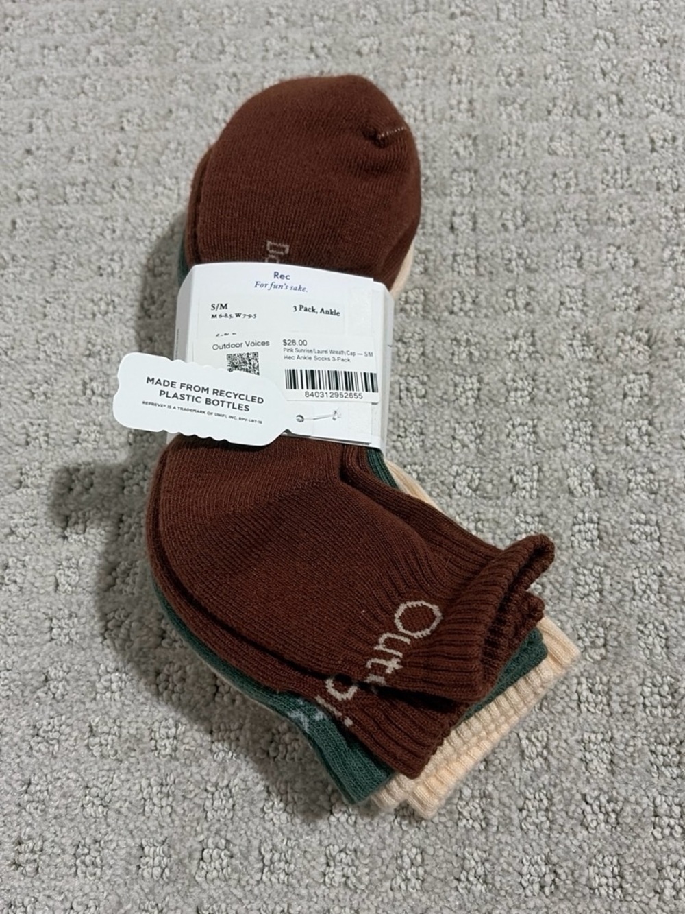 Outdoor voices 3-pack rec ankle socks - Picture 4 of 5